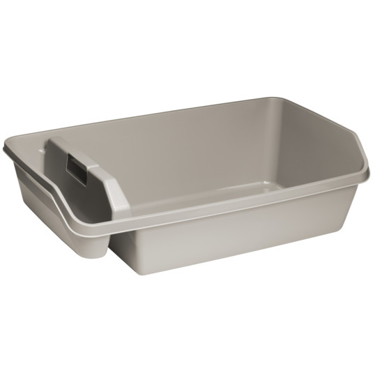 High back litter outlet box with lid